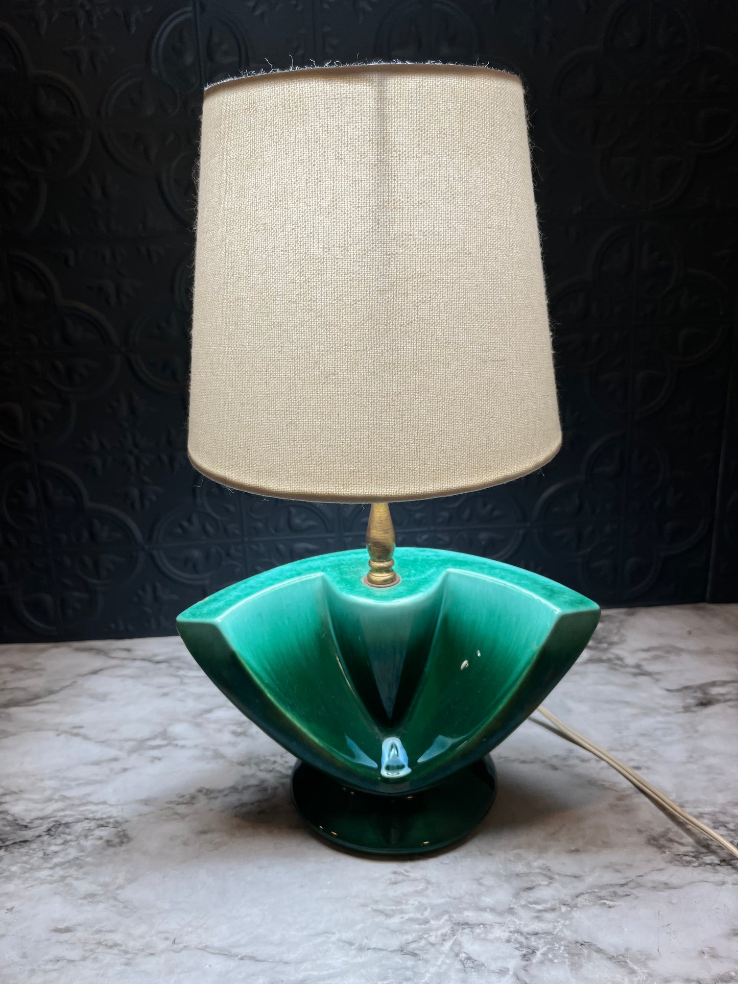 Mid Century Green Ceramic Lamp