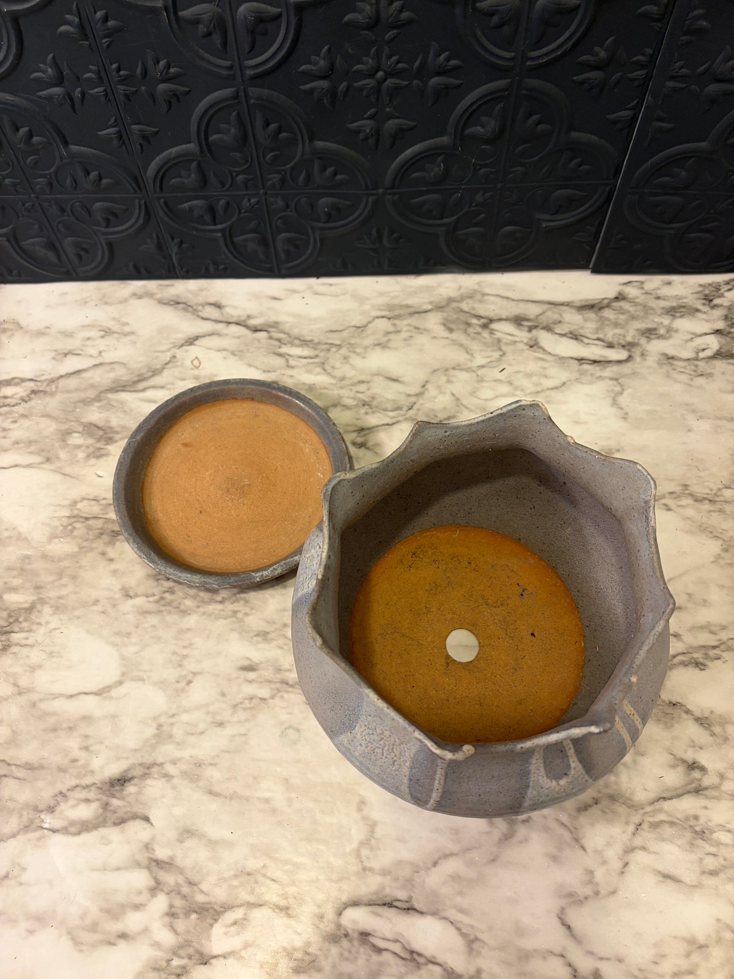 Grey Scallop Two Piece Planter