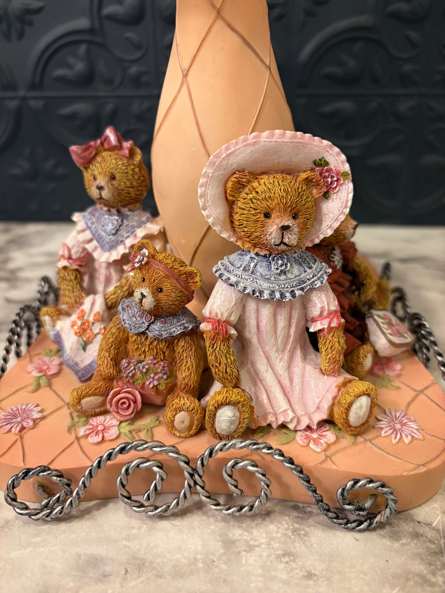 Vintage Resin Teddy Bear Votive Lamp