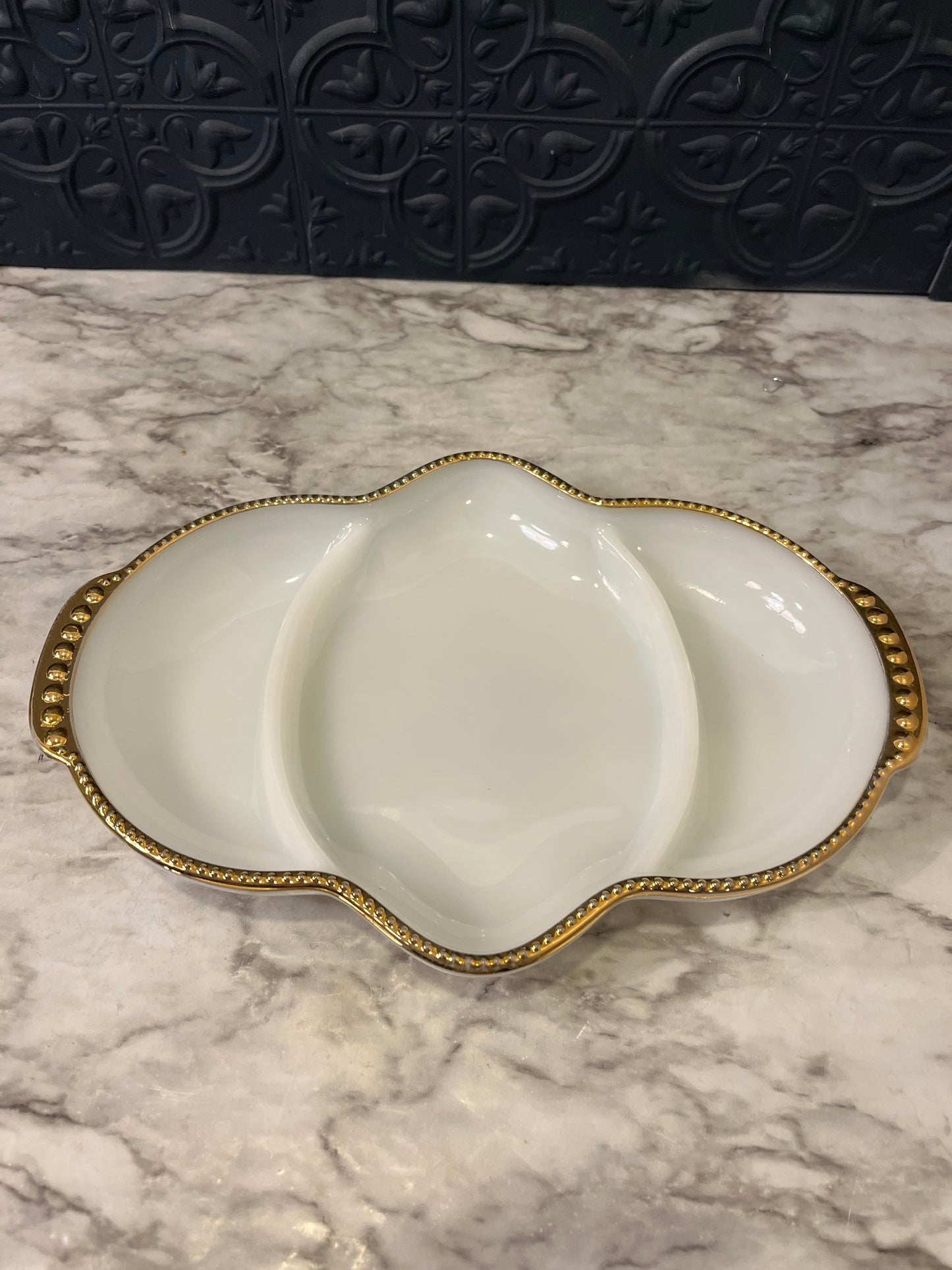 Fire King Milk Glass Divided Dish