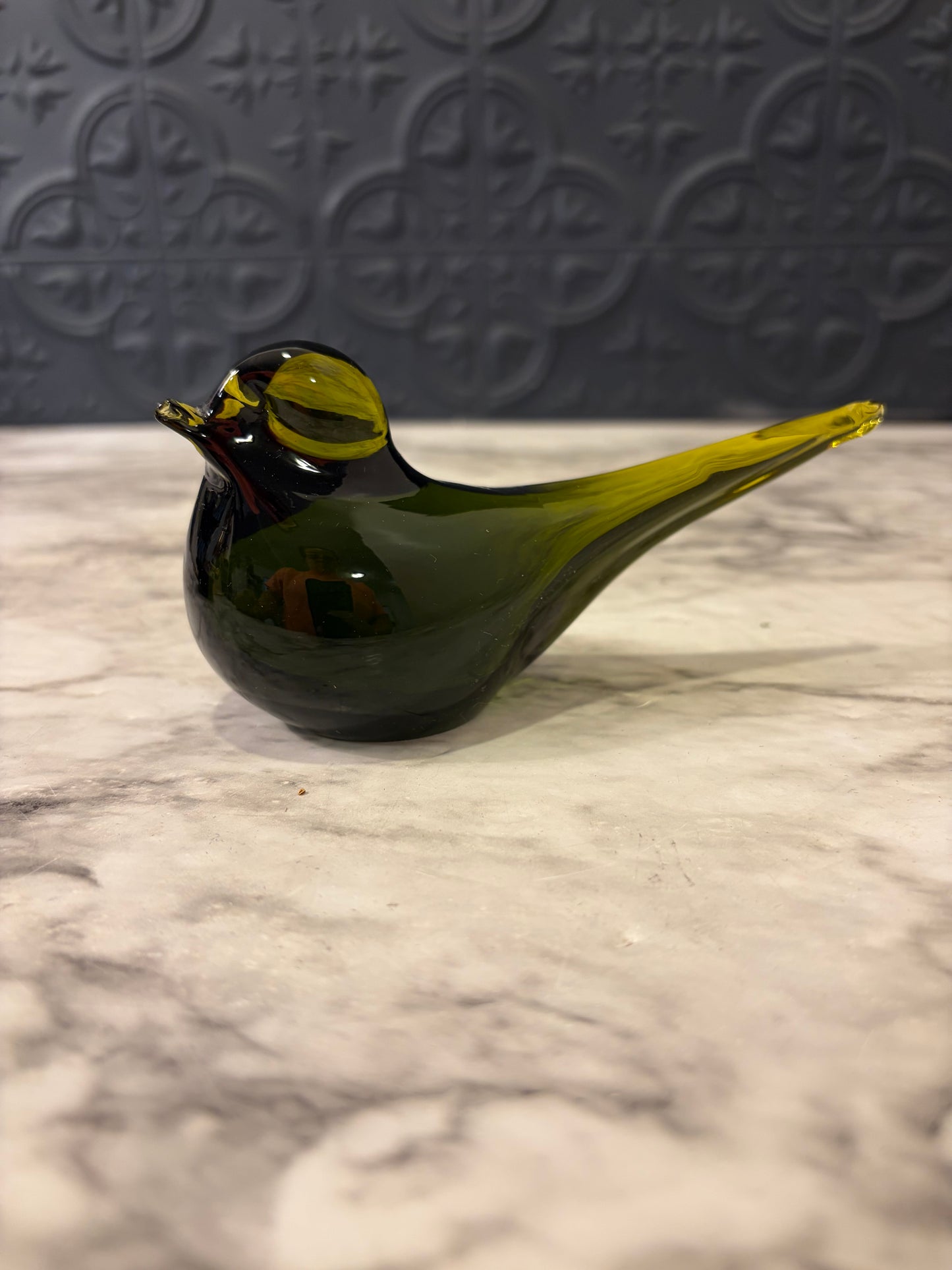 Pilgrim Handblown Green Glass Bird
