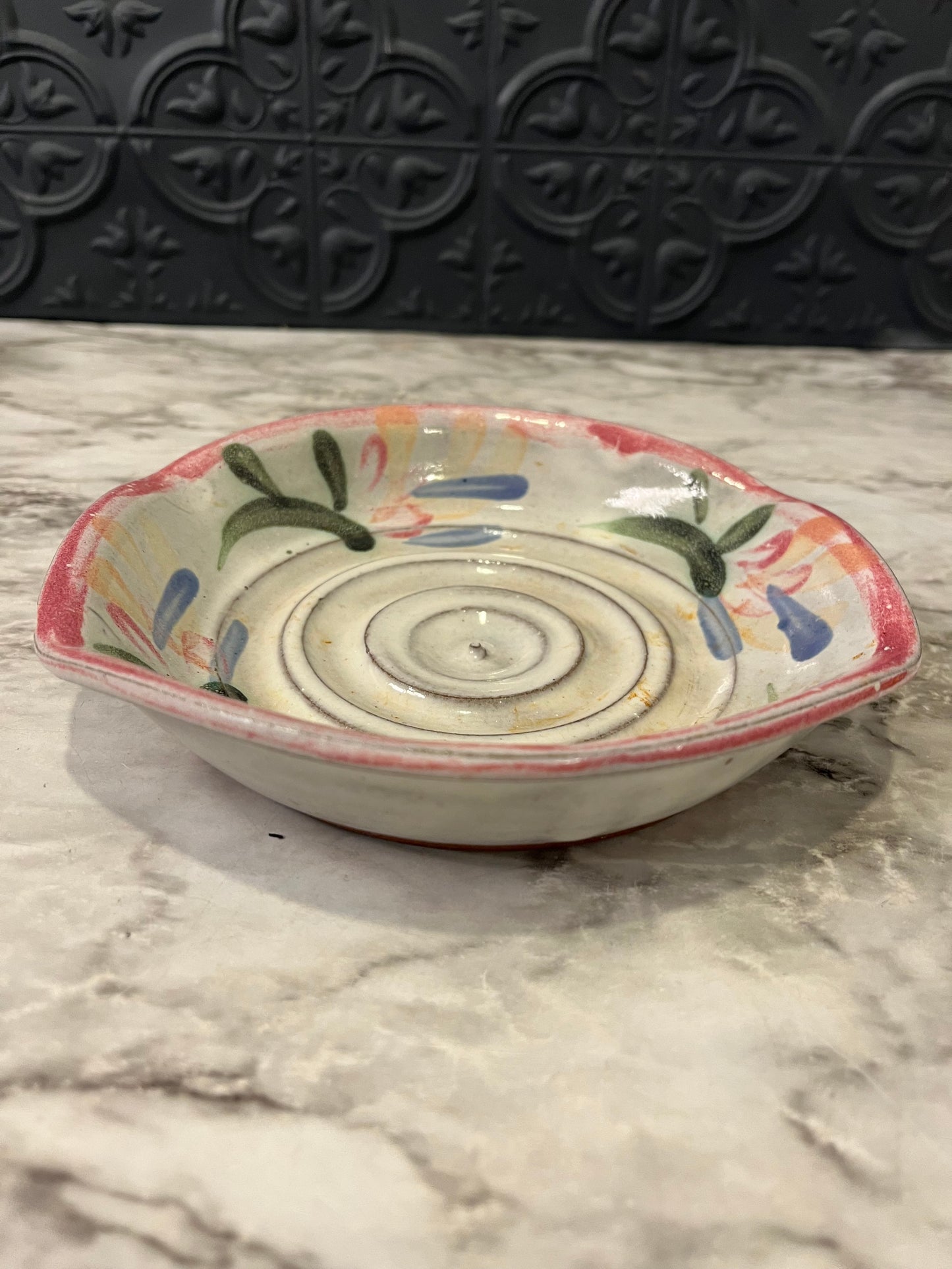 Studio Pottery with Pink Rim