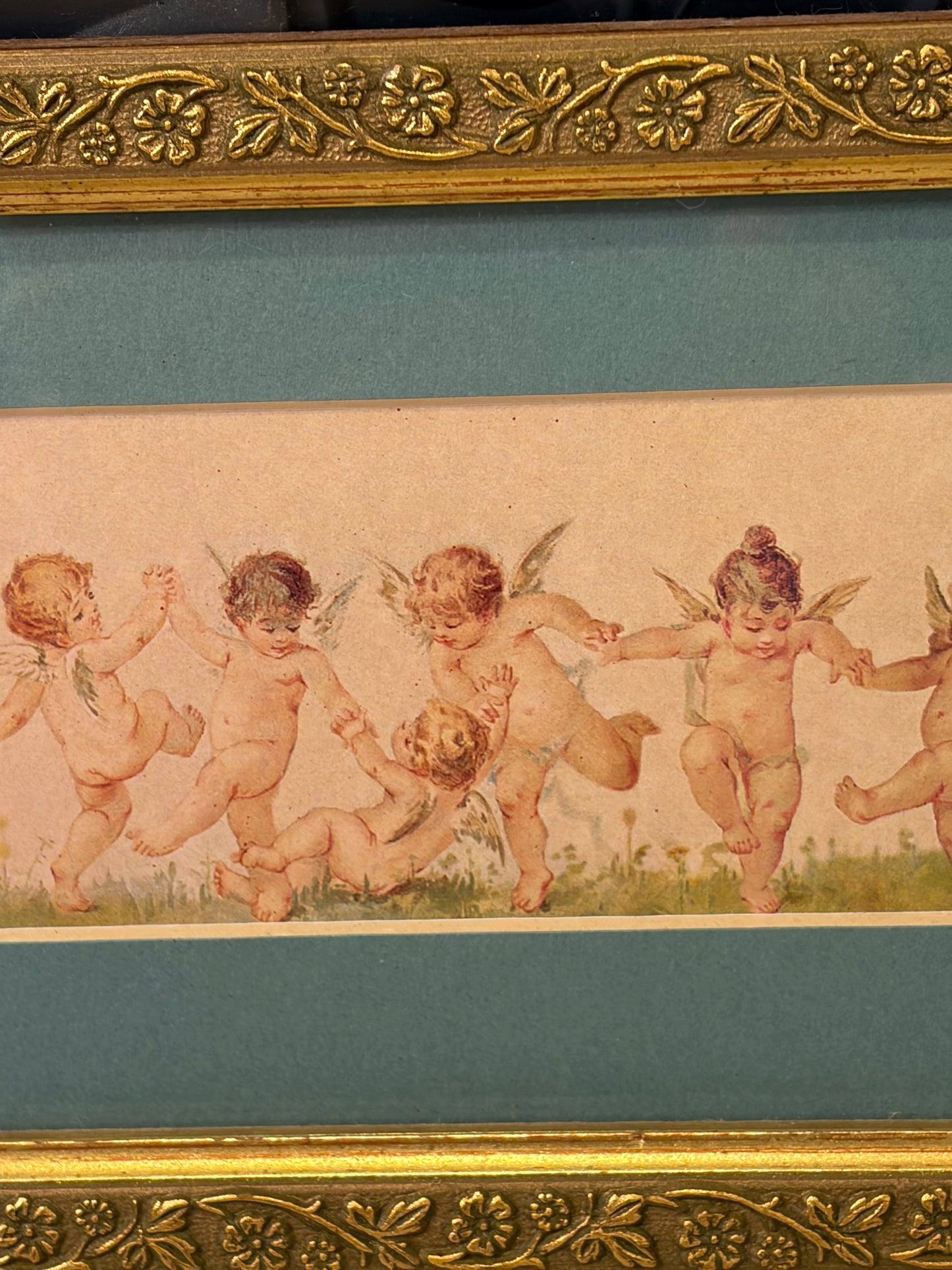 Cherub Print in Gold Frame