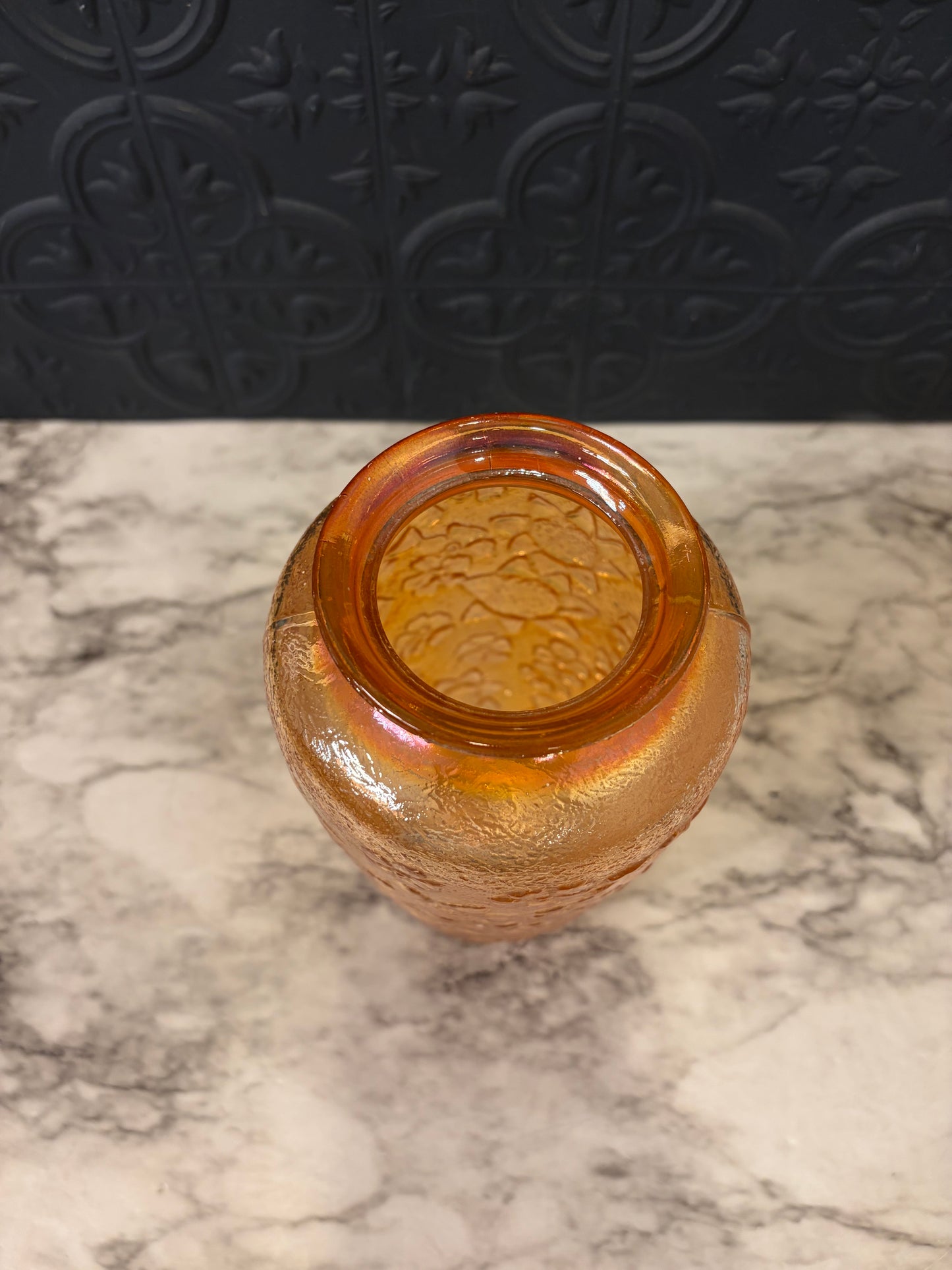 Marigold Carnival Glass Vase