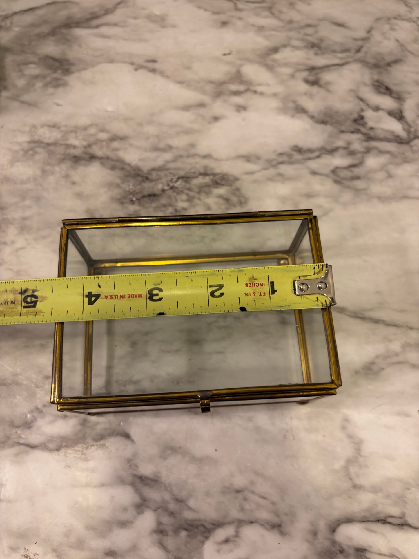 4.5" Brass and Glass Rectangle Trinket Box