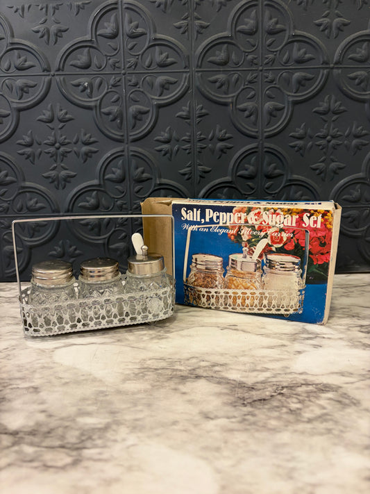 Vintage Condiment Set with Box