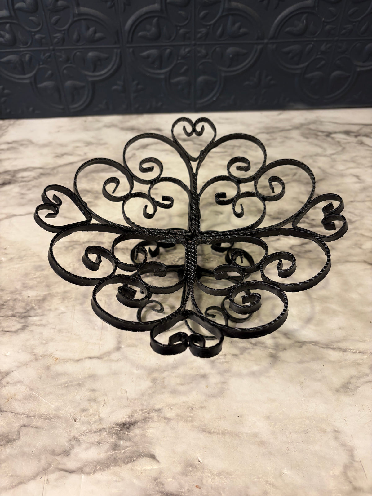 Black Wrought Iron Scrol Pedestal Bowl