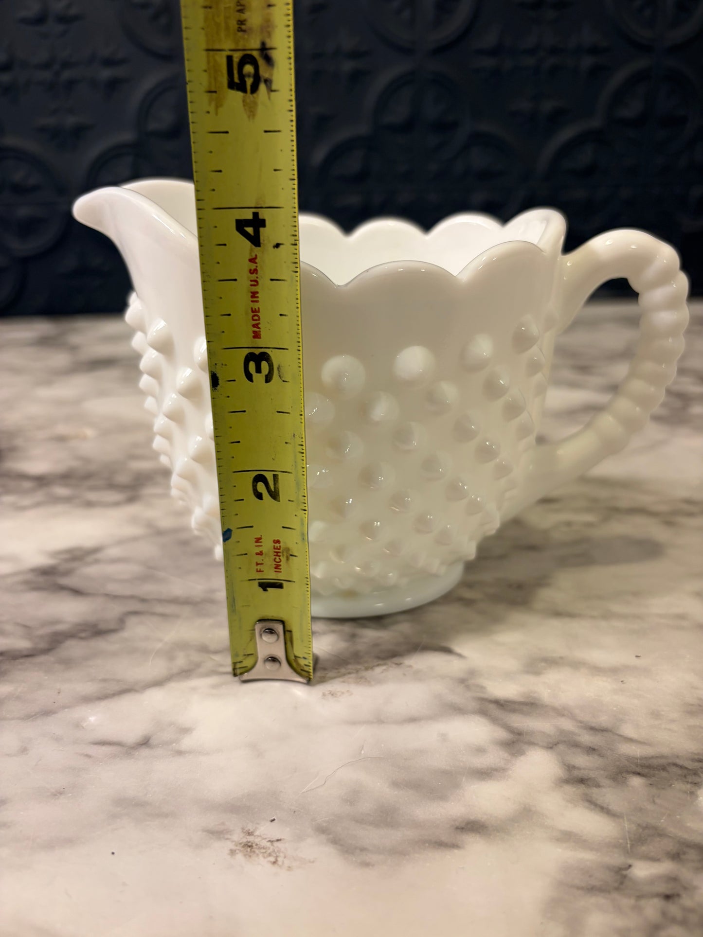 Milk Glass Hobnail Creamer Pitcher