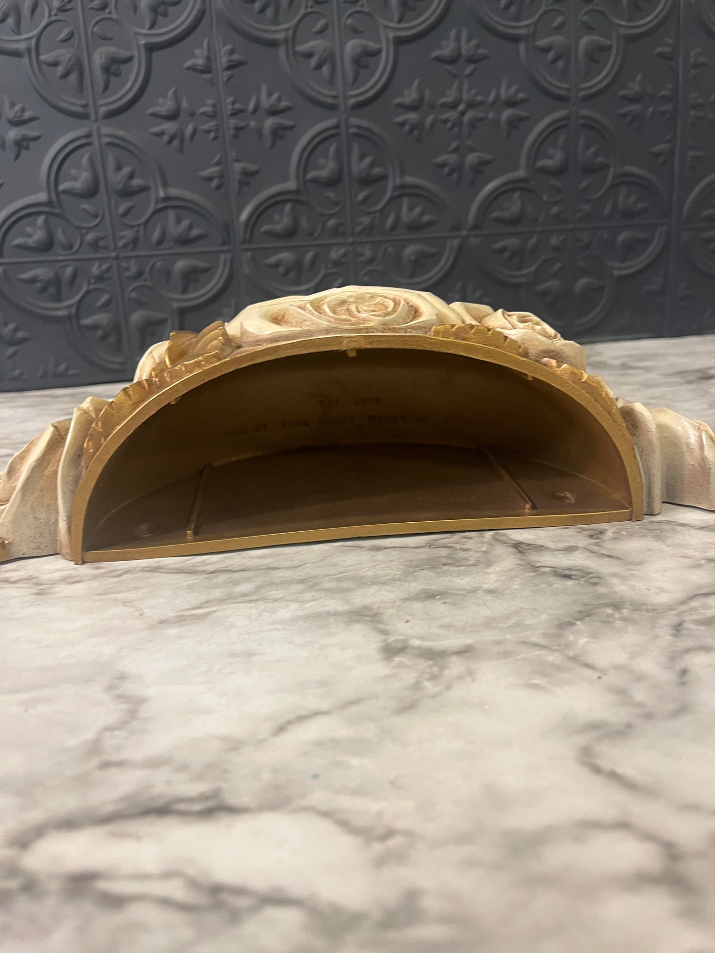 Rose Wall Pocket Gold and Cream Plastic