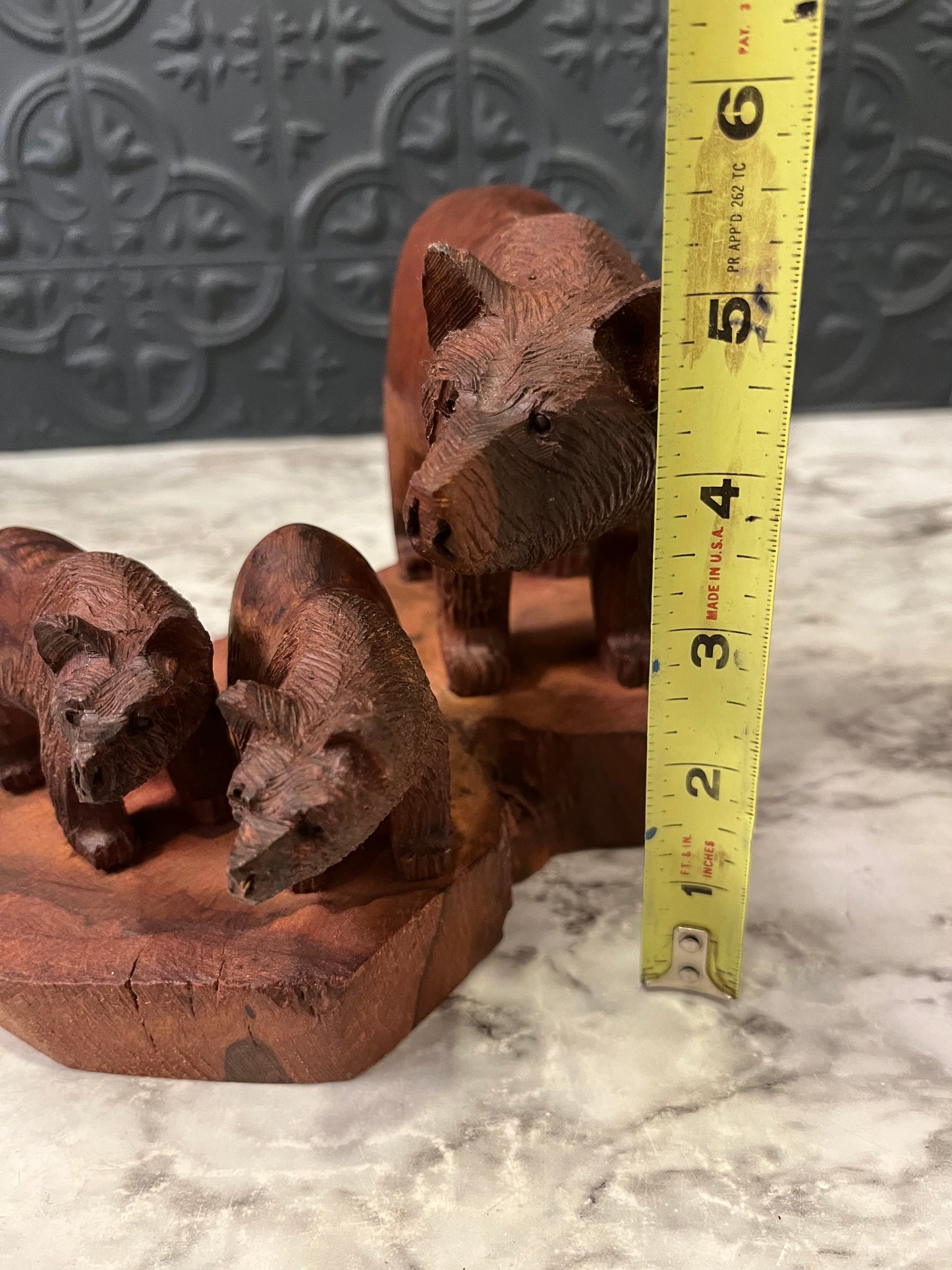 Carved Wood Bear Family