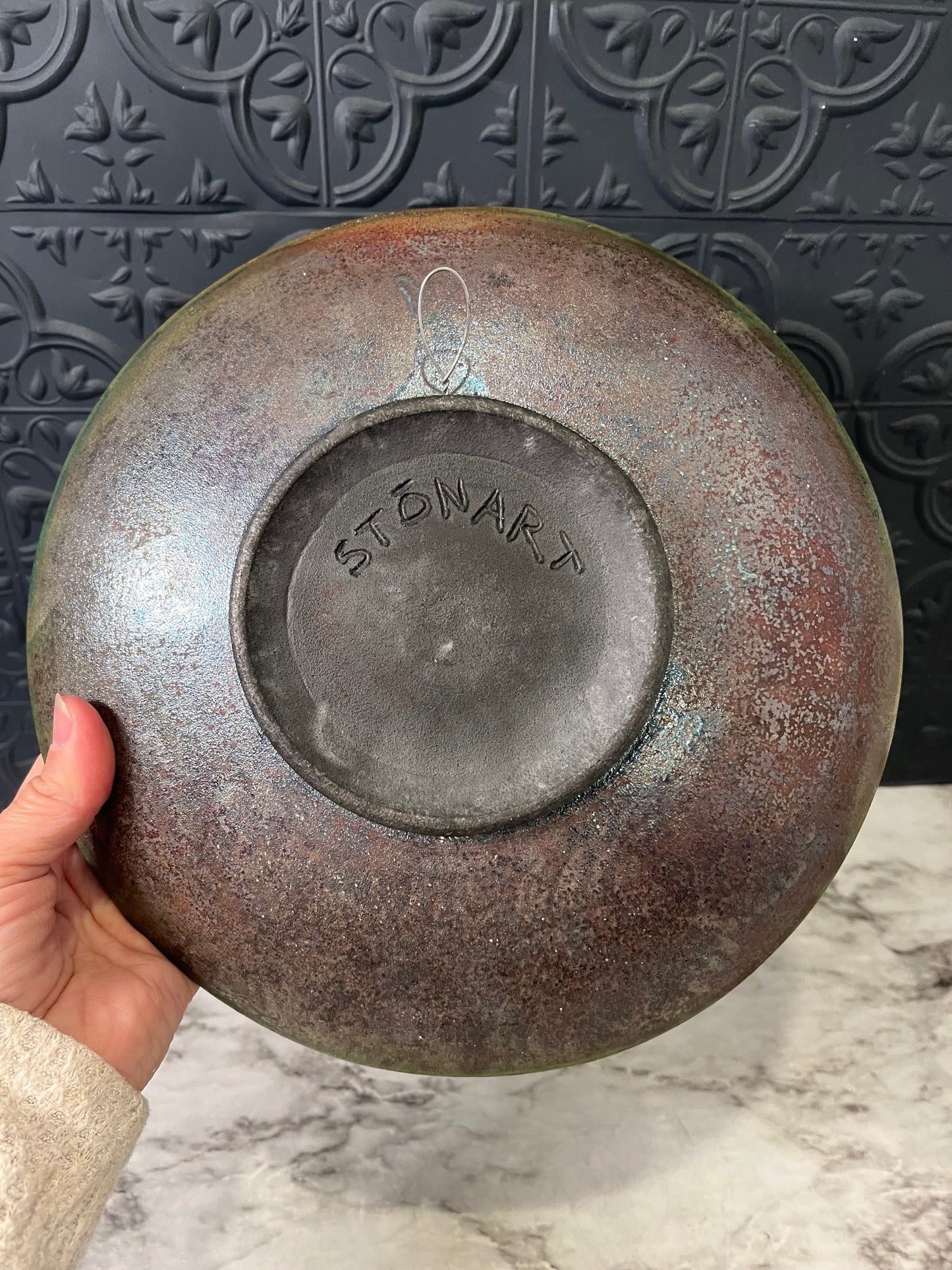 Stone Art Green Pottery Plate
