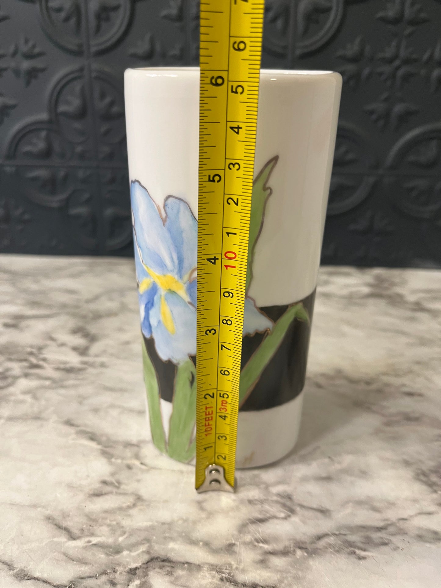 Hand Painted Iris Vase