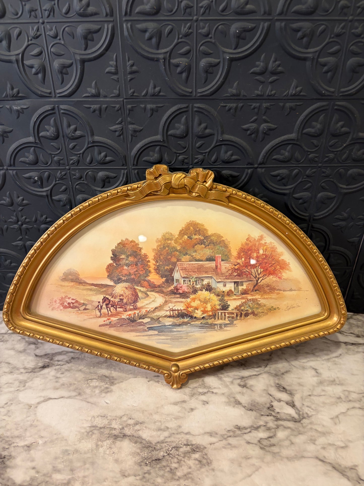 Homco Fan Shape Print Framed