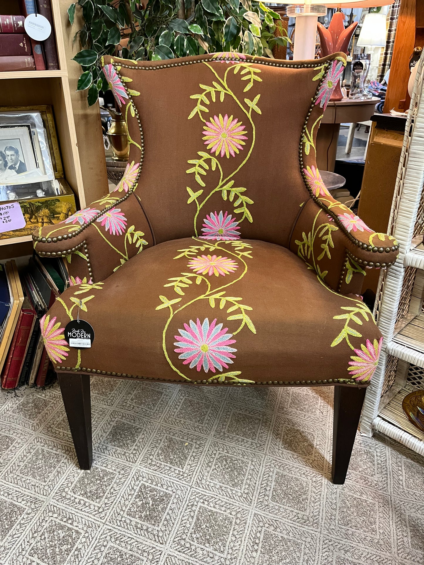 Floral Embroidered Arm Chair