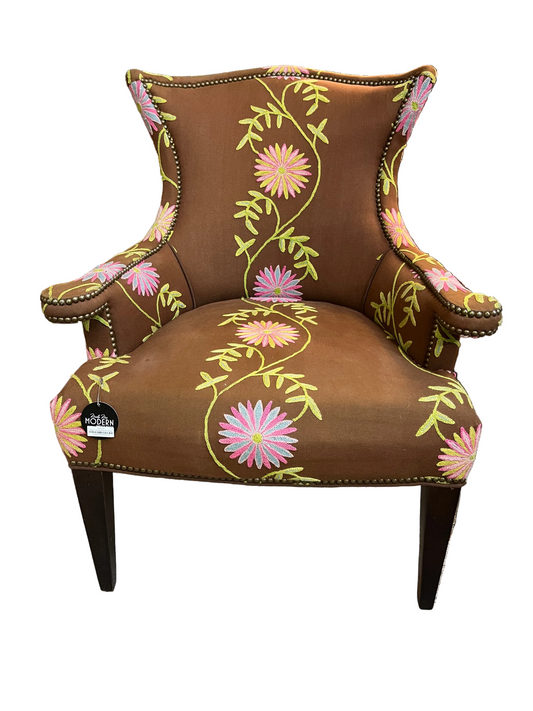 Floral Embroidered Arm Chair
