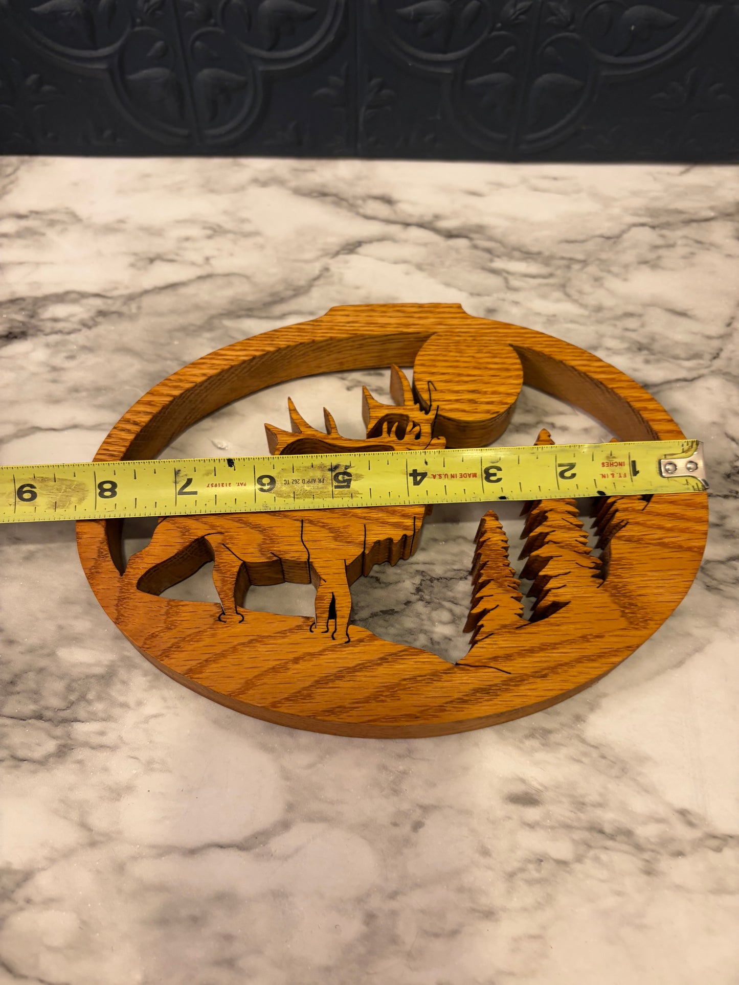Wood Scroll Scene of Elk