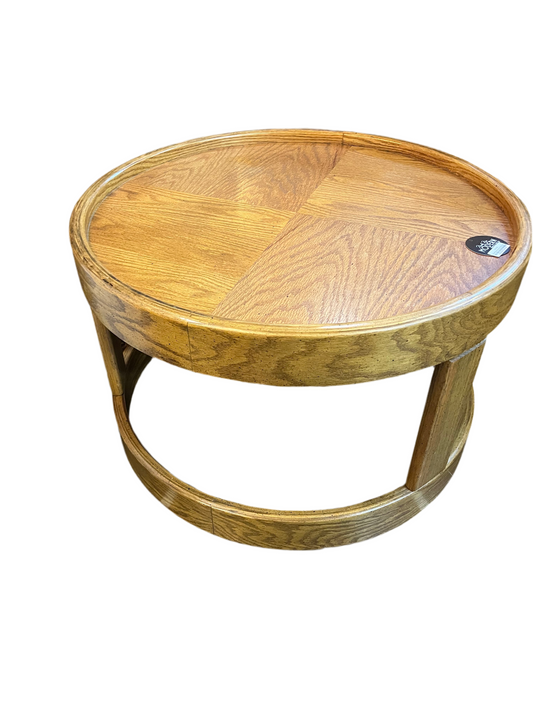 Round Oak Bentwood Side Table by Howard
