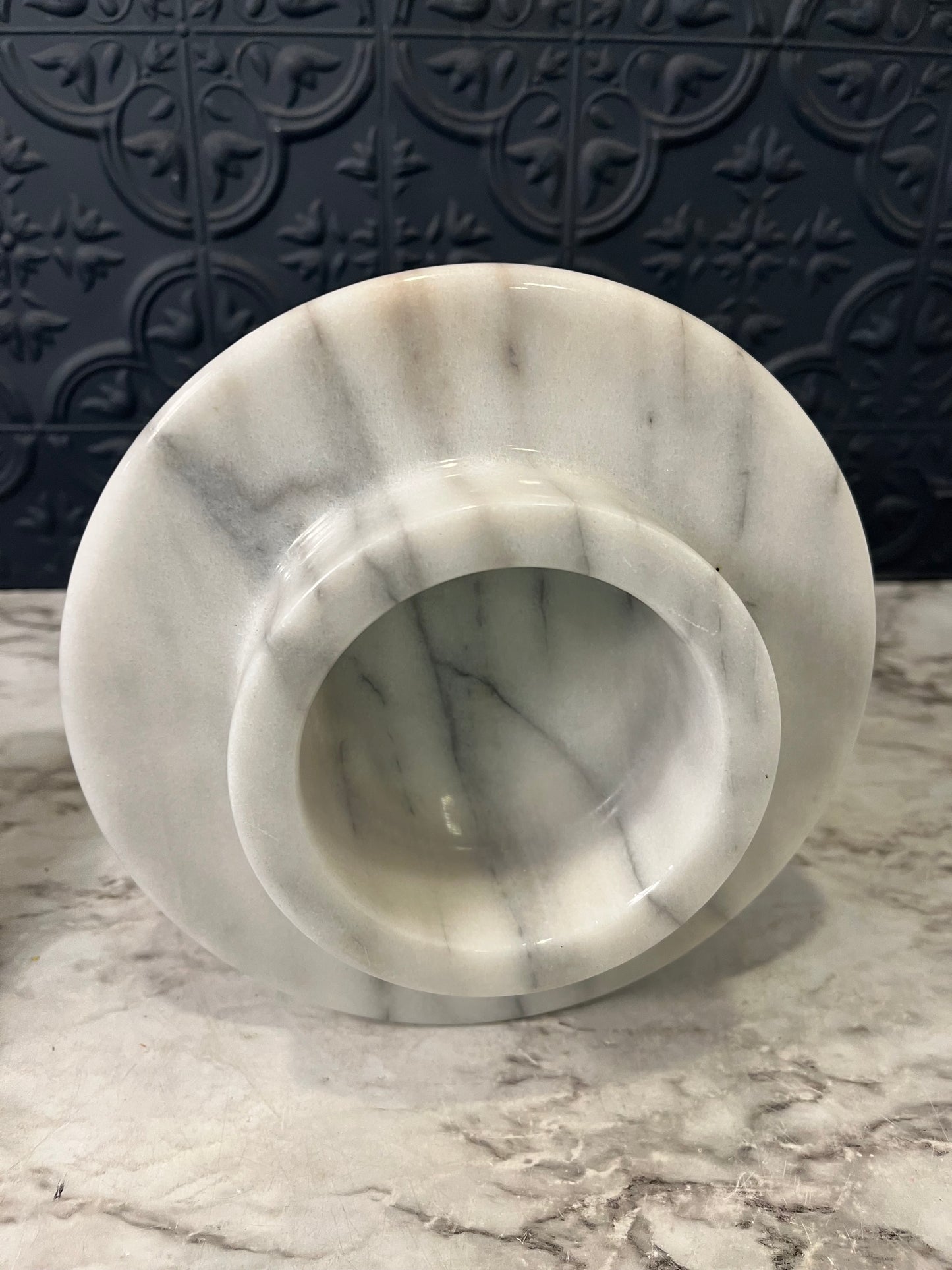White Marble Mod Pedestal Bowl