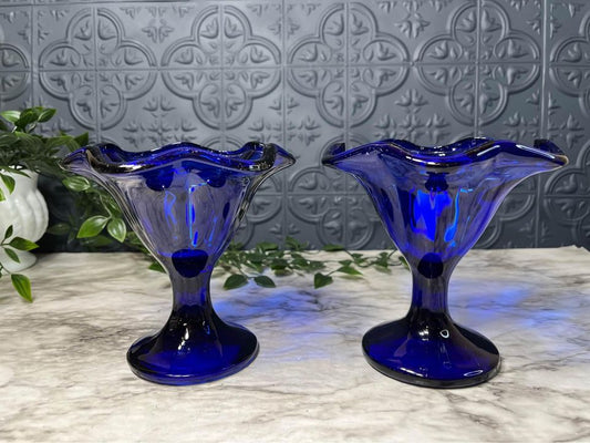 Cobalt blue sundae dishes set of 2