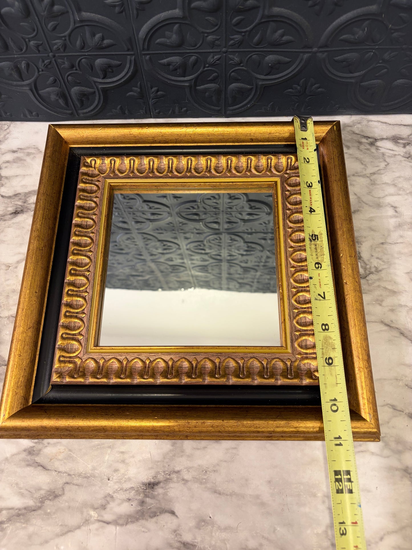 Square Gold and Black Wall Mirror 10.5 x 10.5