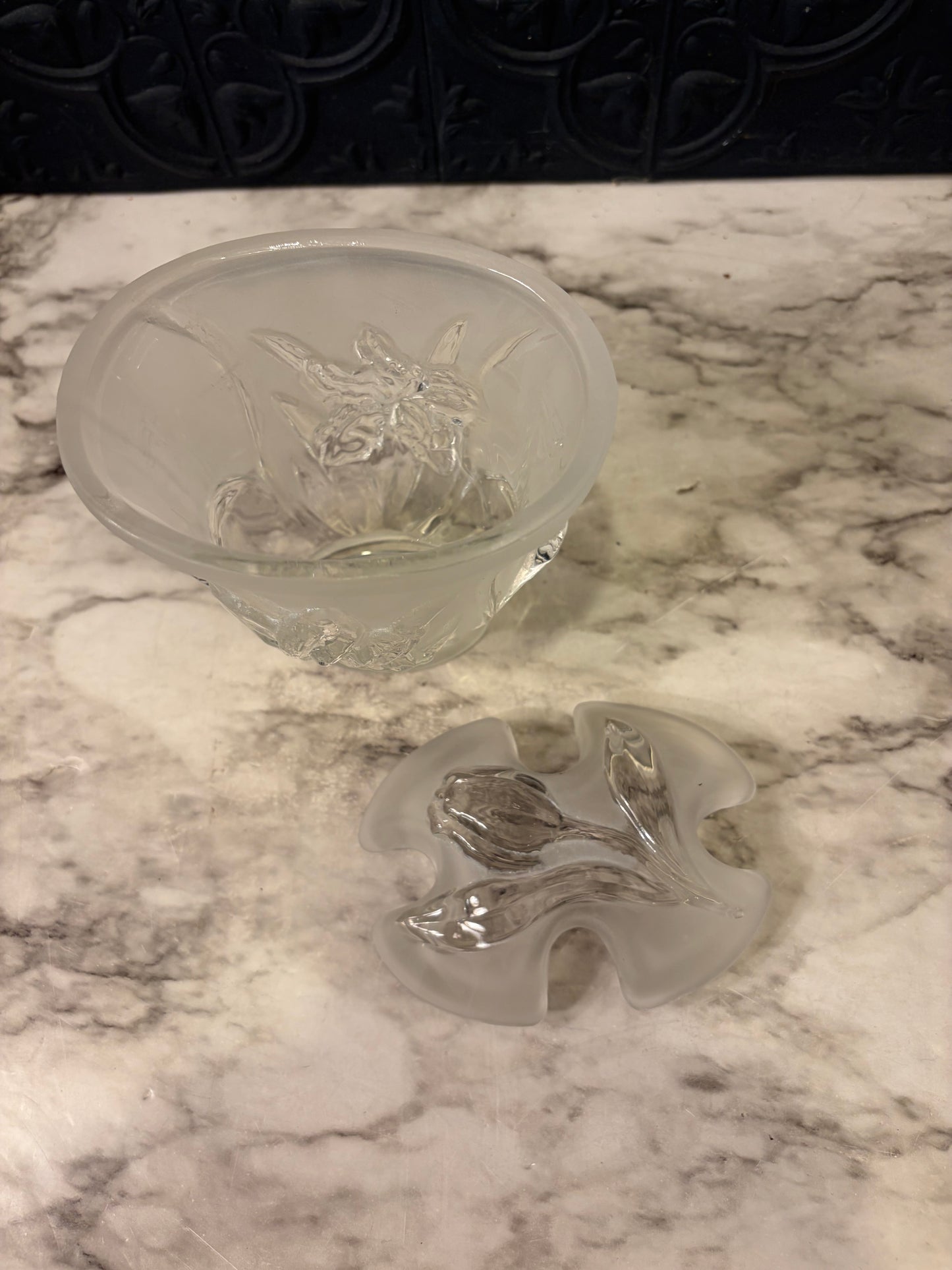 Frosted Crystal flower vase