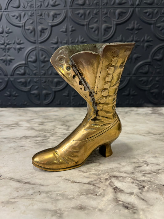 Cast Brass Shoe Vase Small