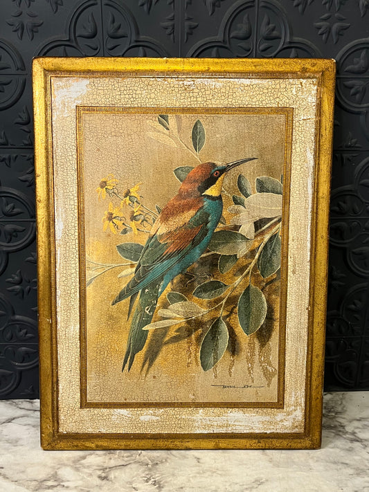 Bee Eater Bird Print on Florentine Wood