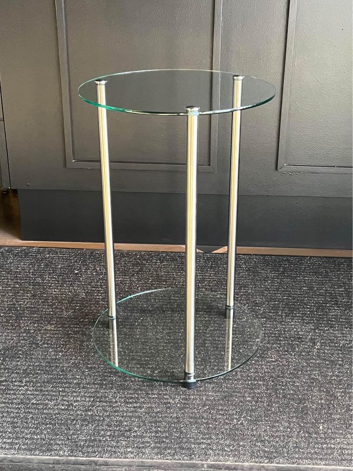 Round glass side table plant stand