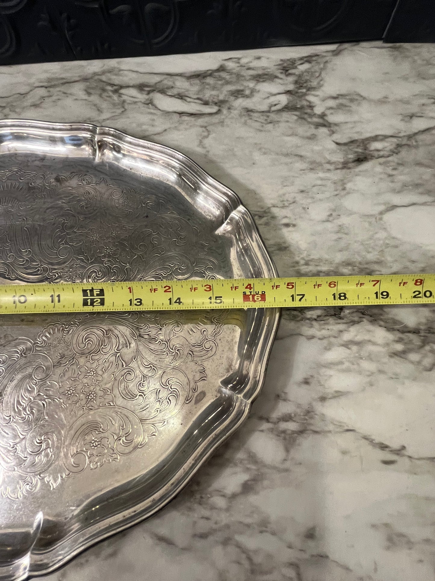 Sheffield Silver Plate Etched Oval Tray