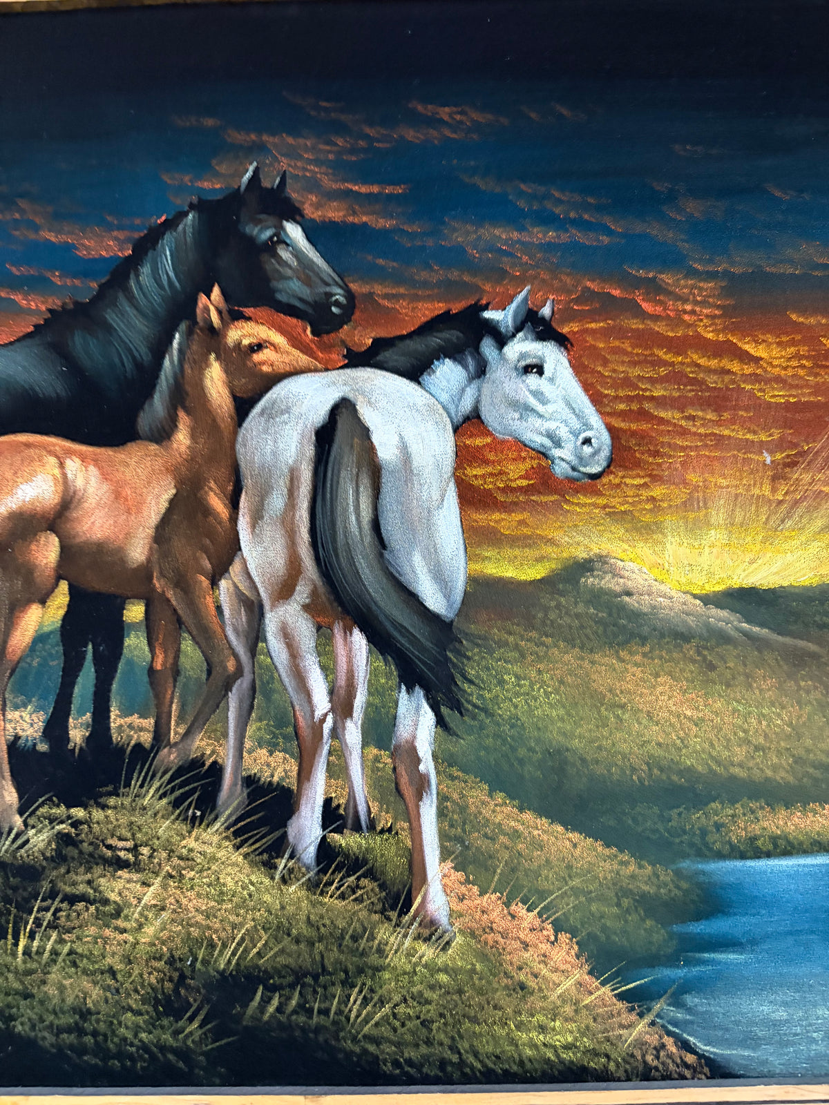 Vintage Velvet Horse Painting