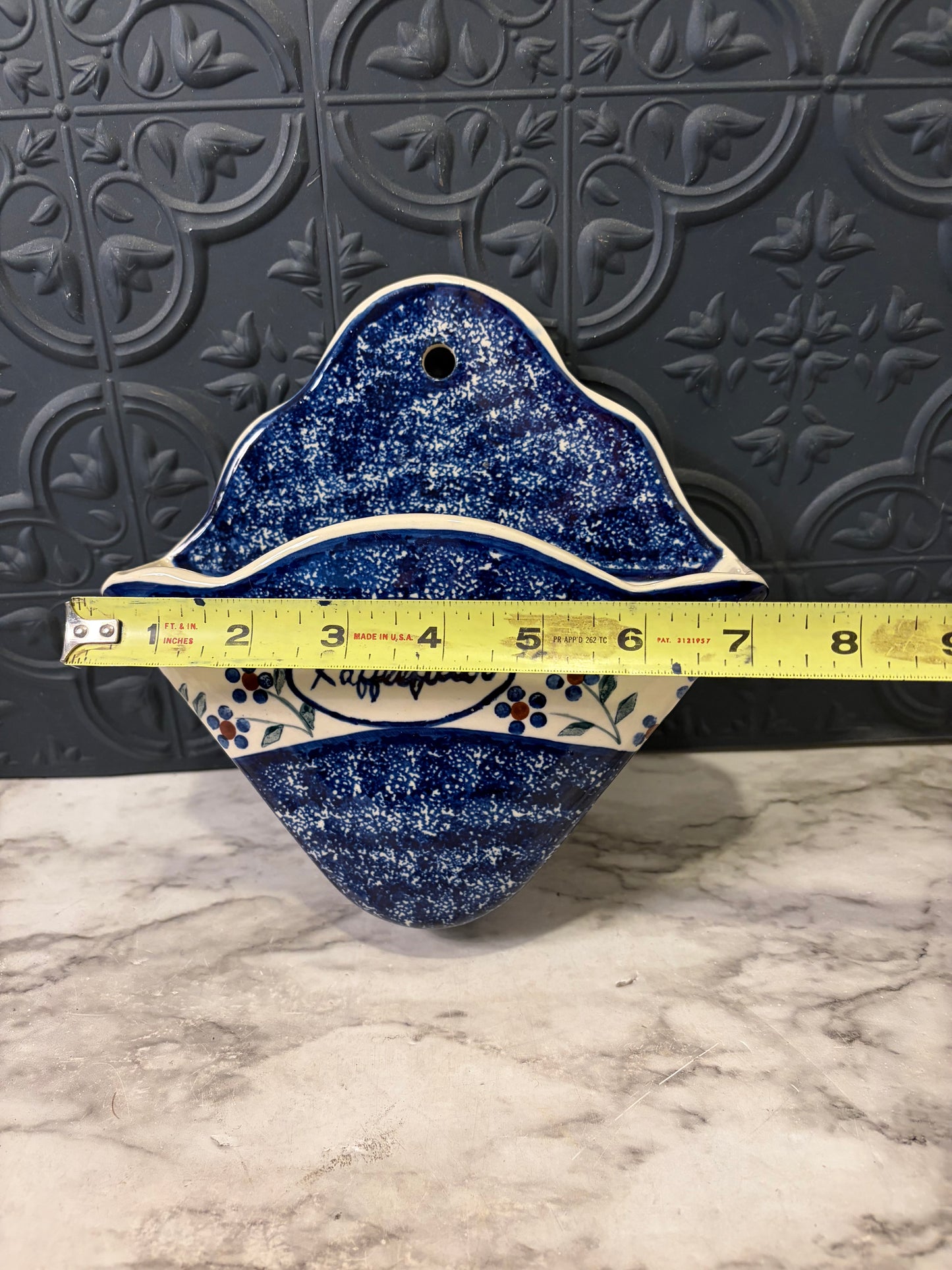 Polish Coffee Filter Holder Blue and White