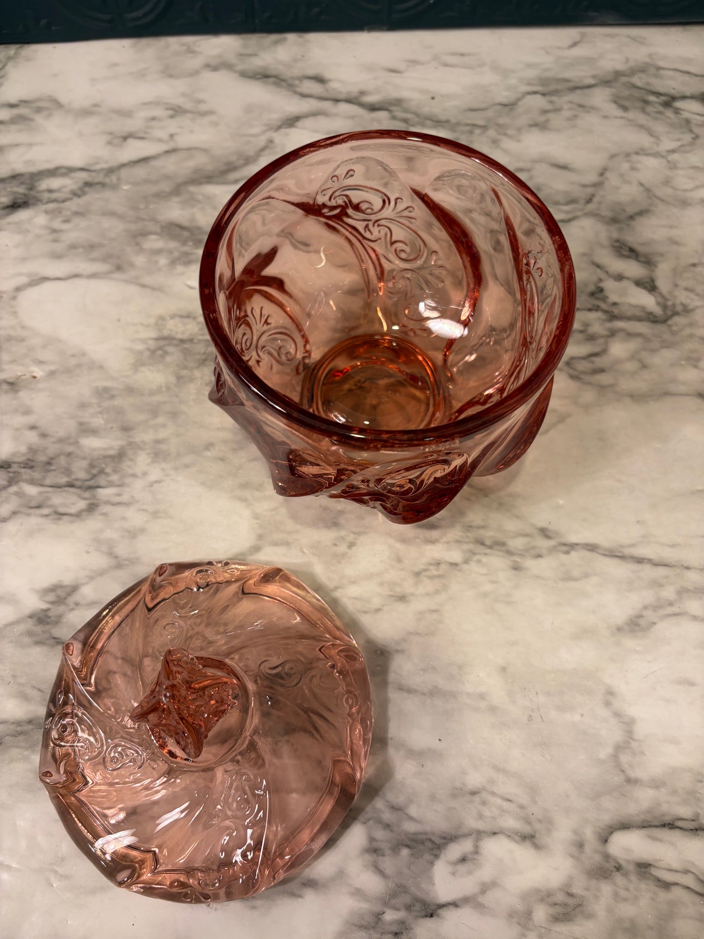 Fenton Pink Glass Swirl Candy Dish