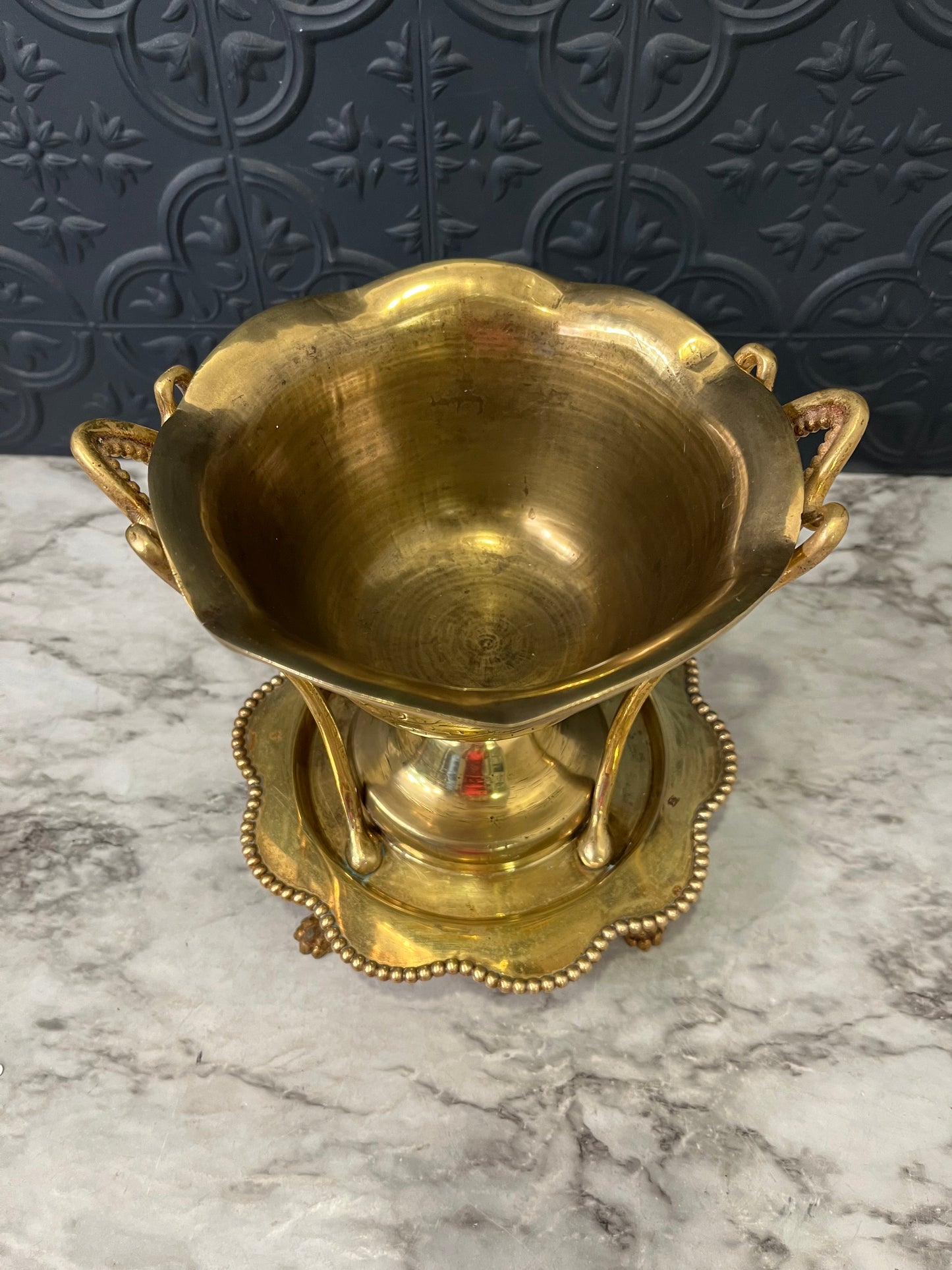 Brass Urn with Lions Paw Feet