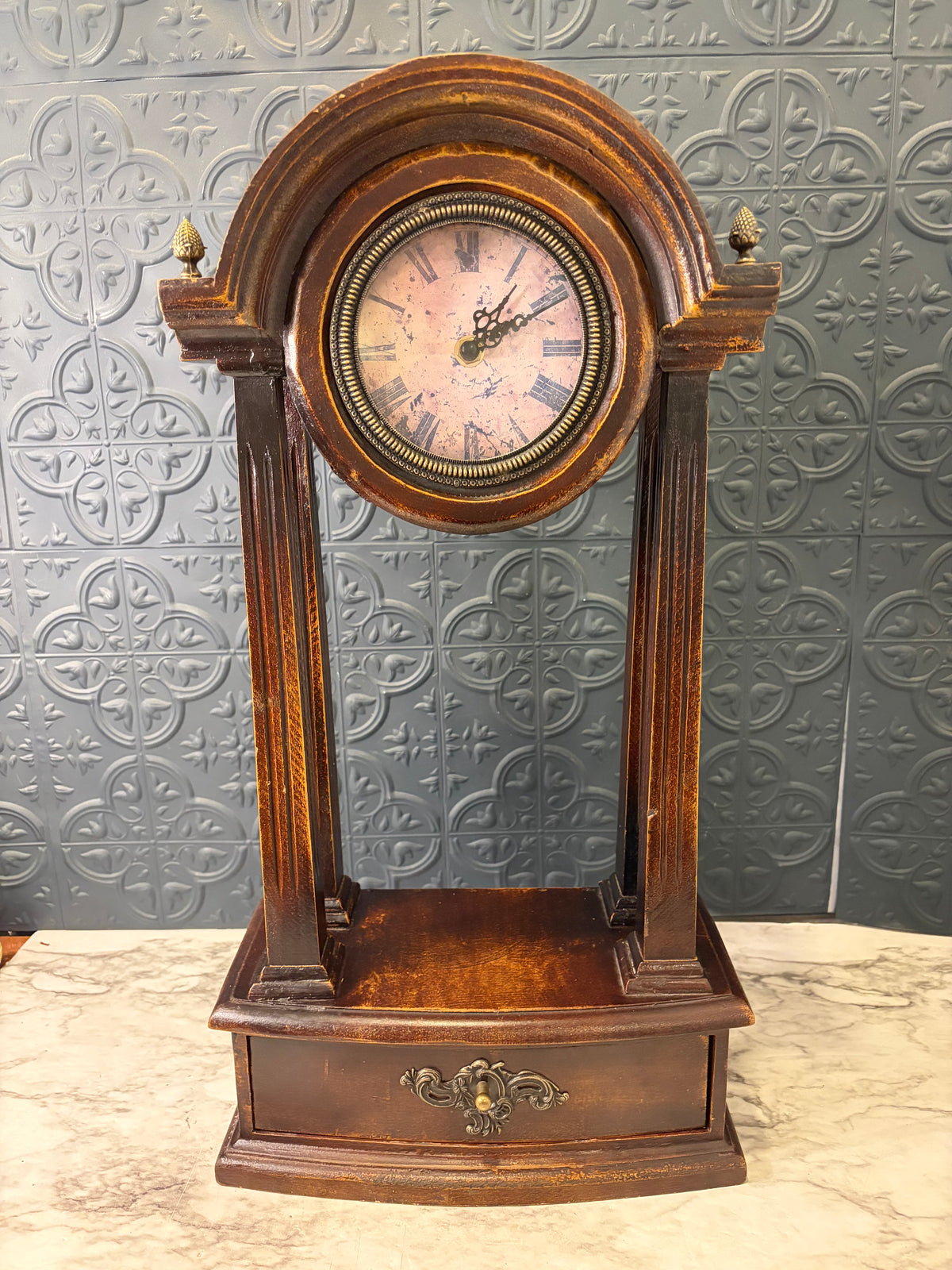 Dark Wood Clock 21" High