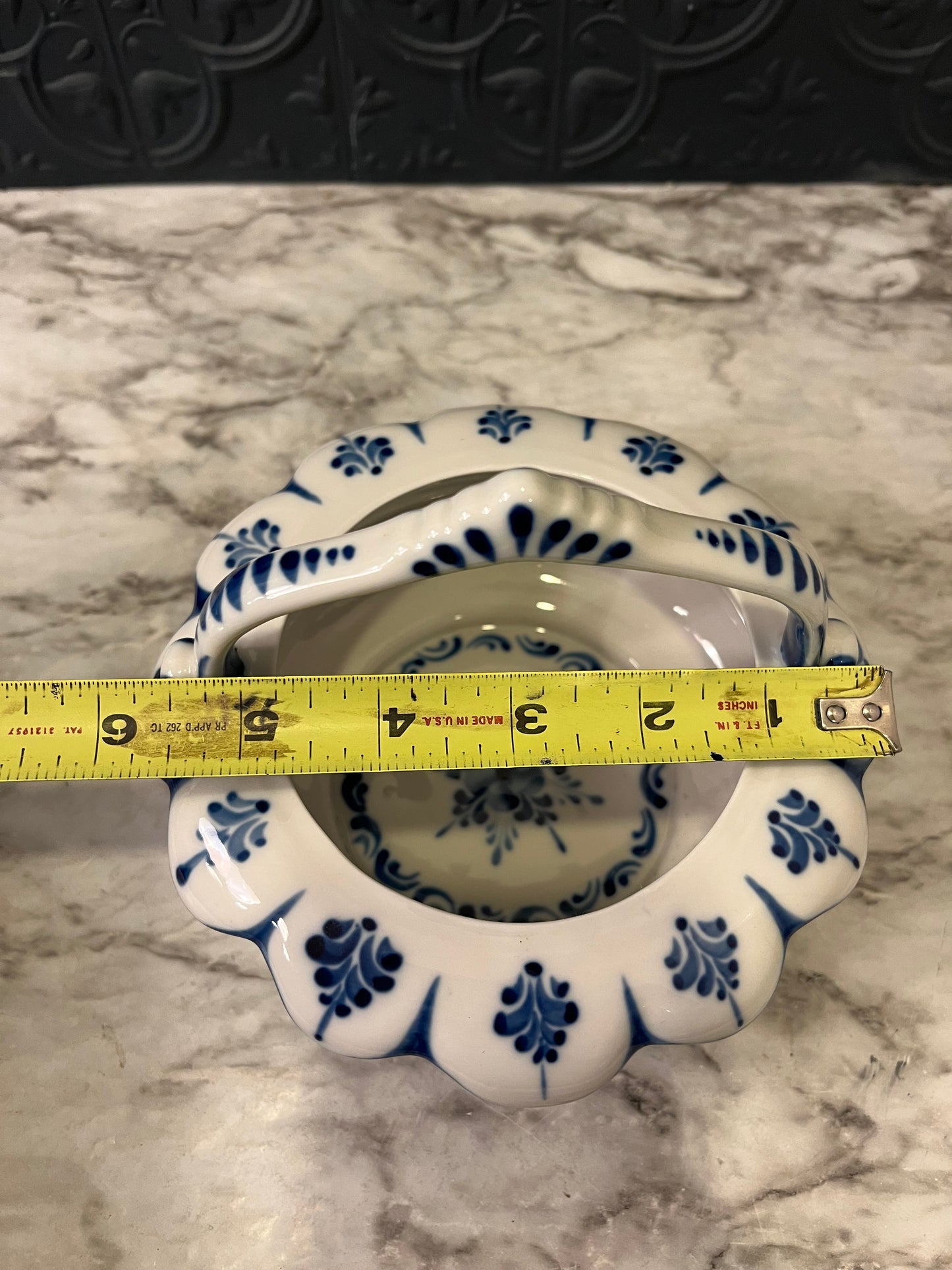 Blue and White Ceramic Russian Basket