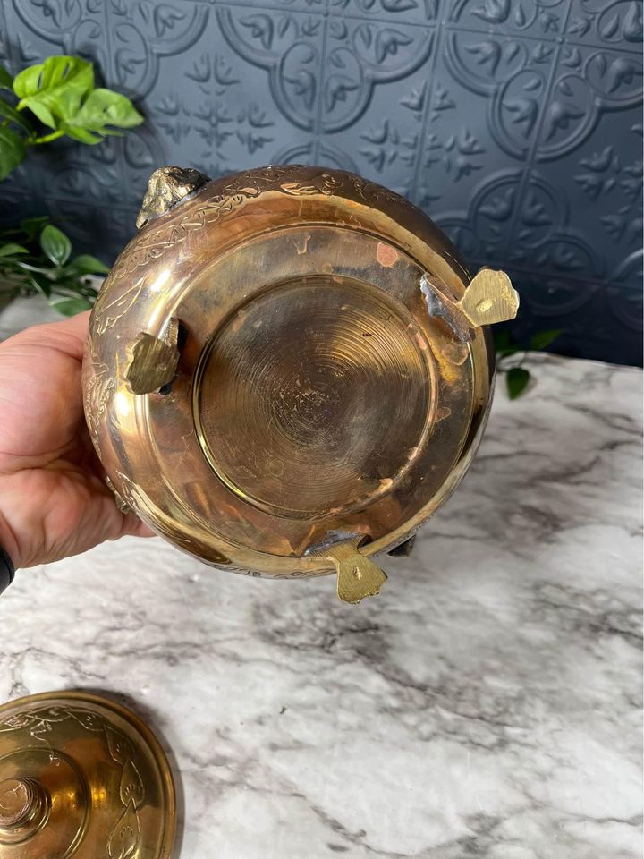 Brass Footed Pot with lid