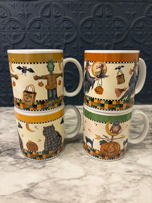 Sakura by Oneida Halloween Folk Art Mugs Set of 4