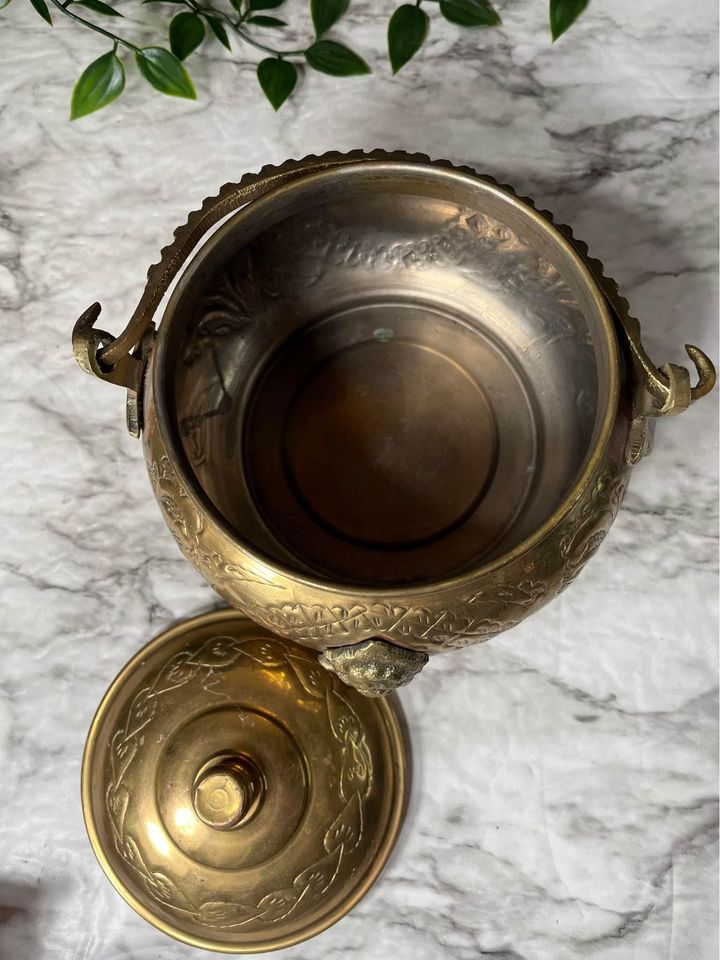 Brass Footed Pot with lid