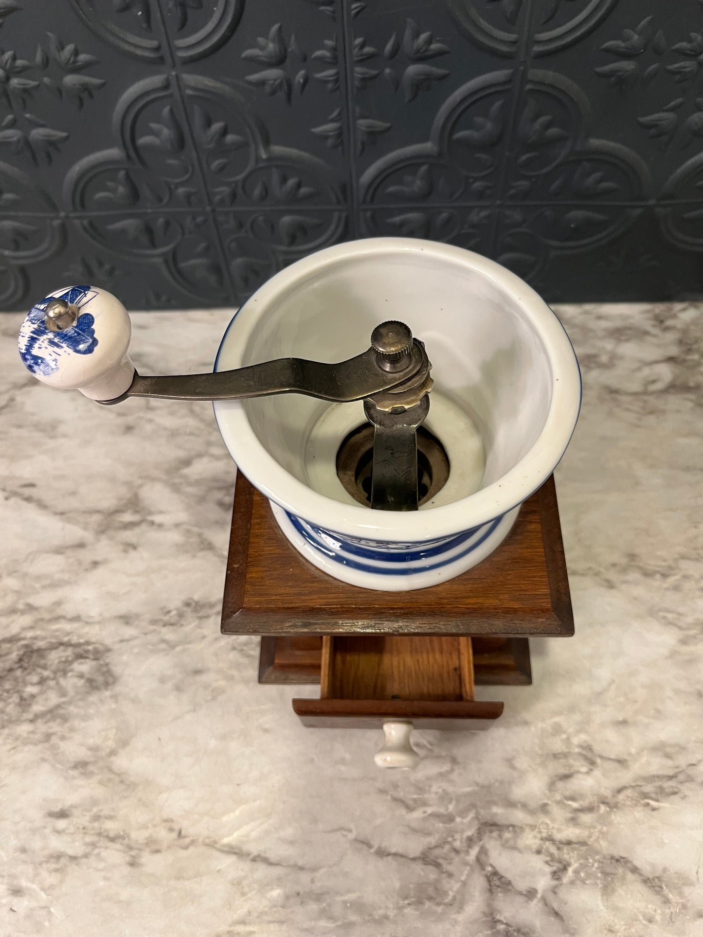 Mr Dudley Coffee Grinder with Blue and White
