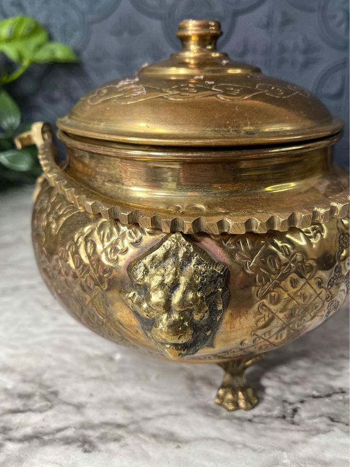 Brass Footed Pot with lid