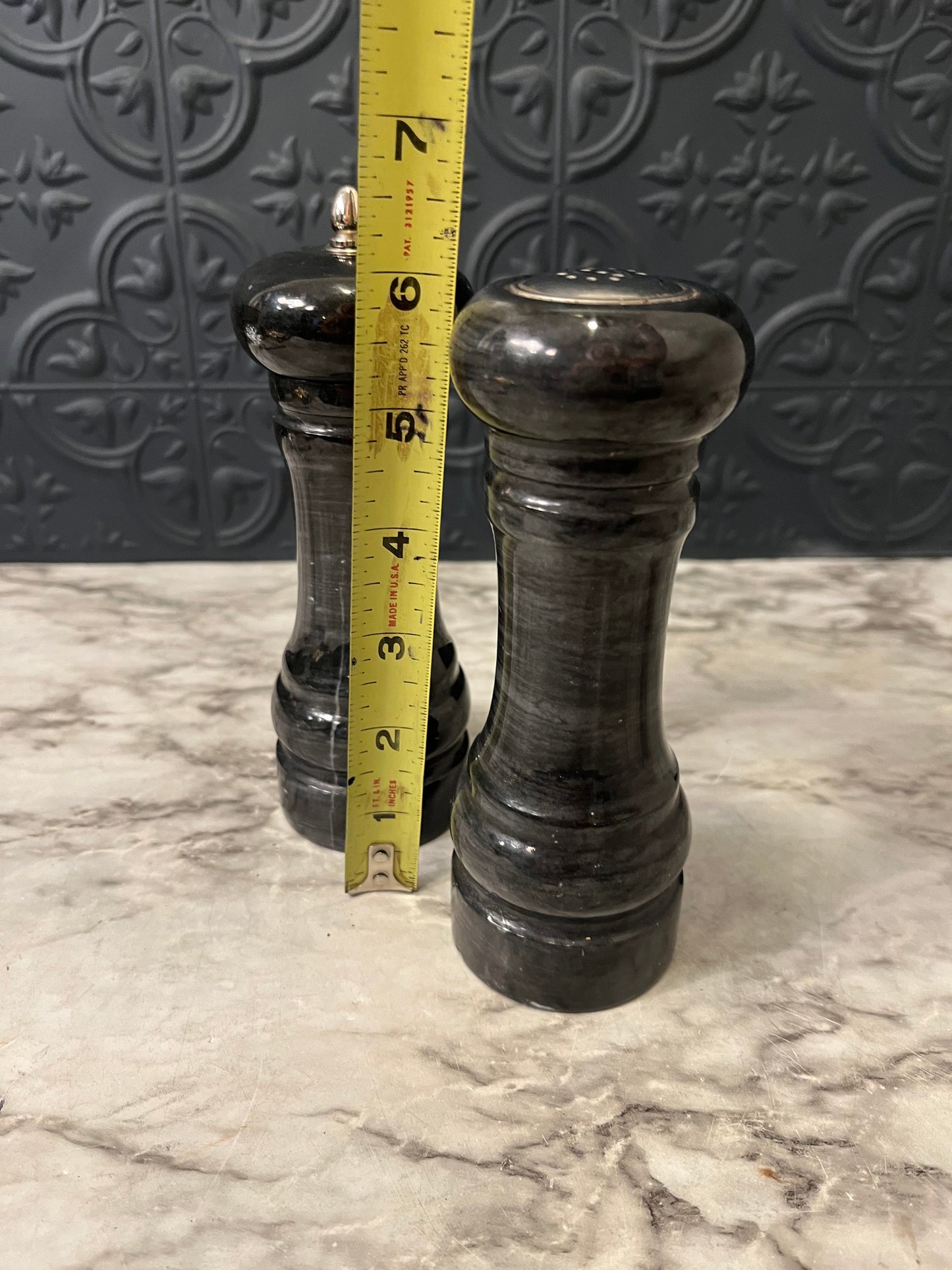 Dark Grey Marble Salt and Pepper