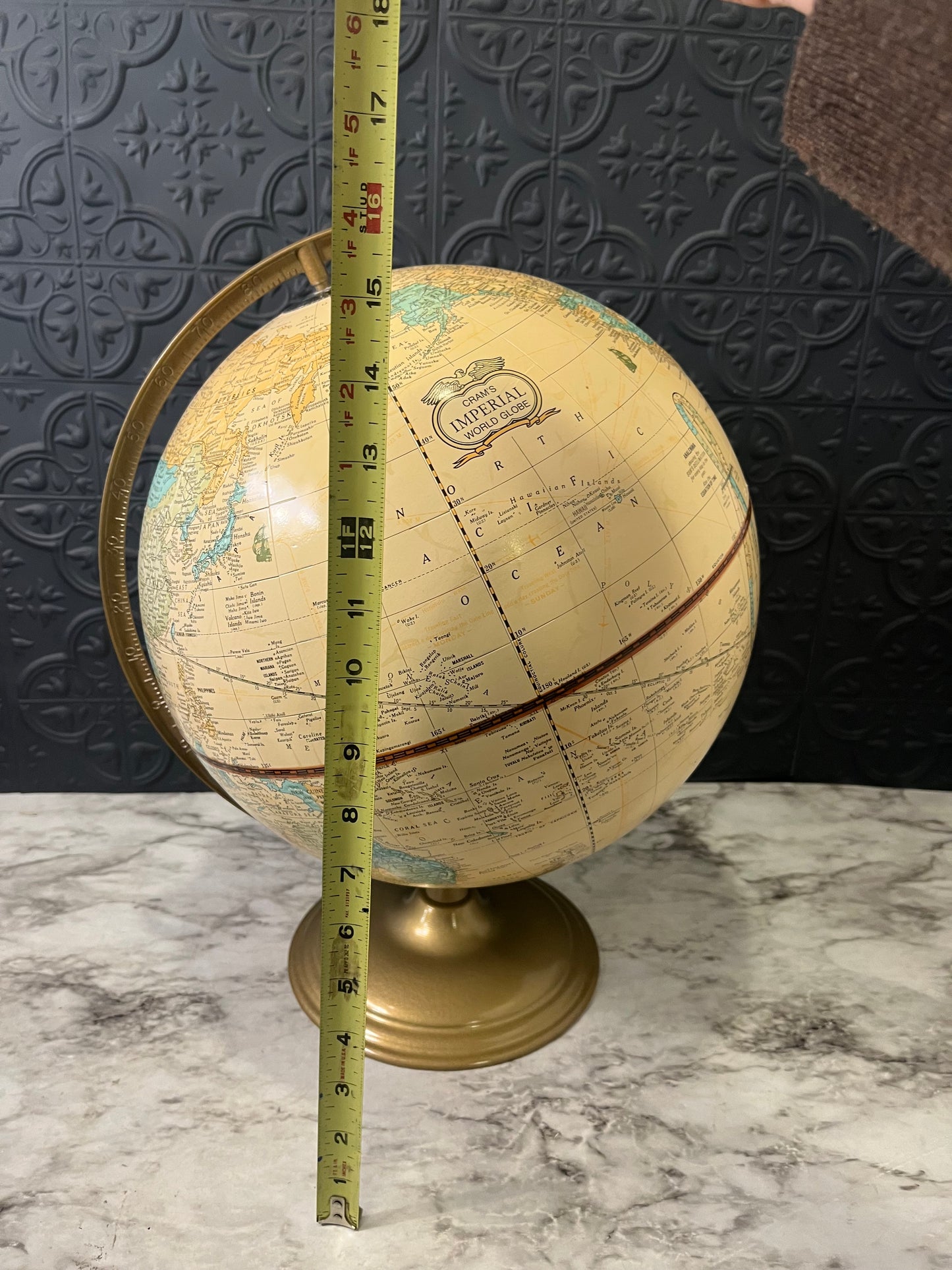Crams Imperial World Globe with Metal Base Tan