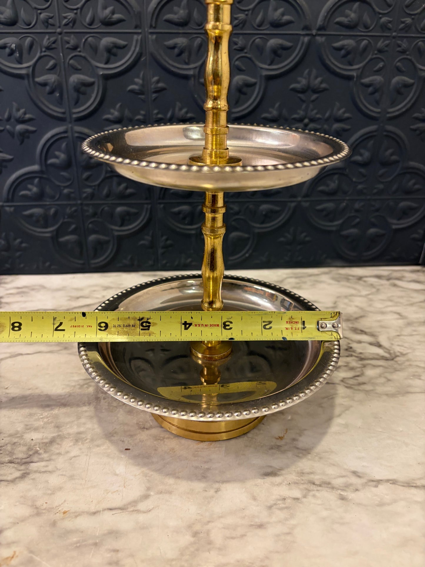 Brass and Chrome Two Tier Serving Tray Made in India