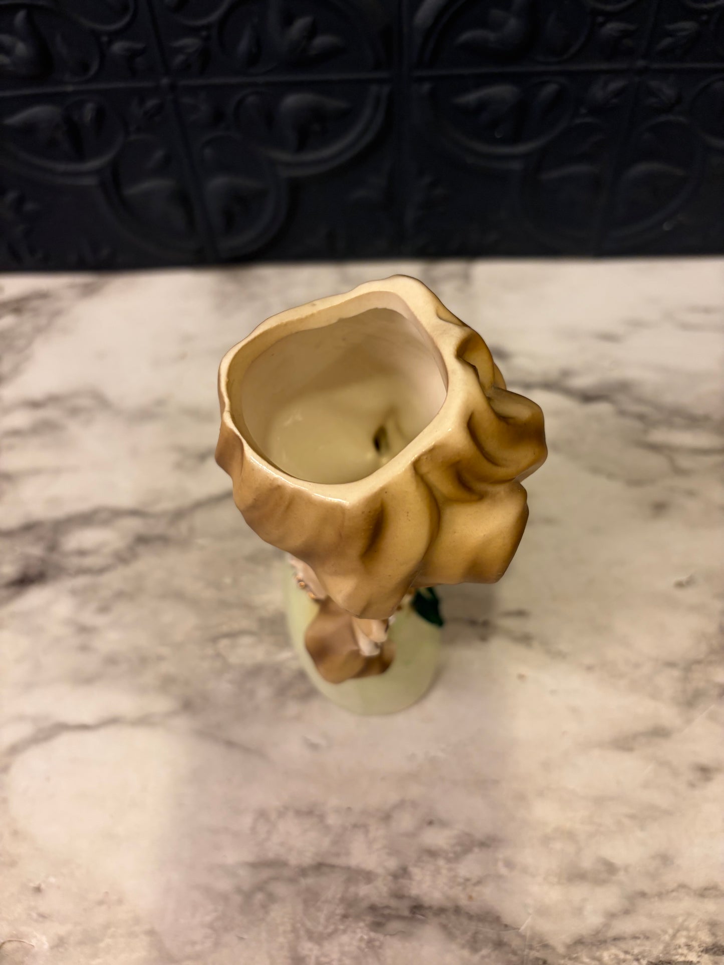 Enesco Teenager Head Vase with Green Bow