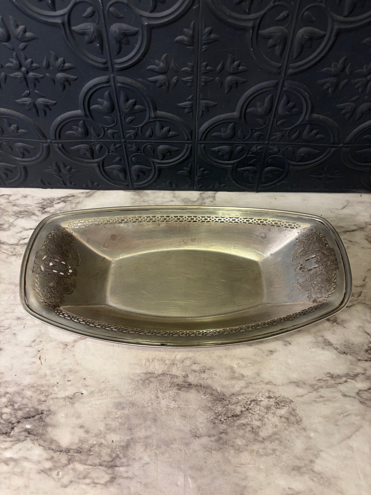 Antique Nickel Silver Fruit Platter