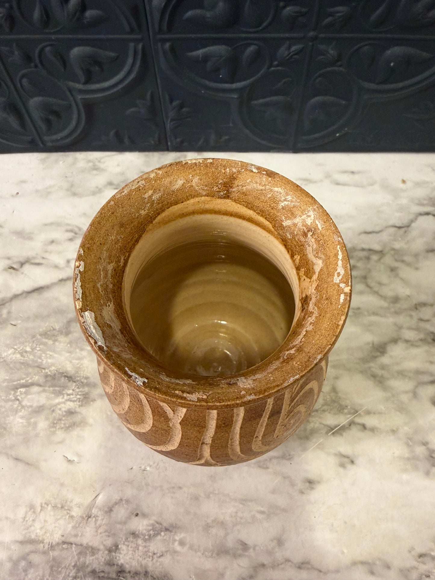 Studio Pottery Ceramic Art Vase with Coiled Handle