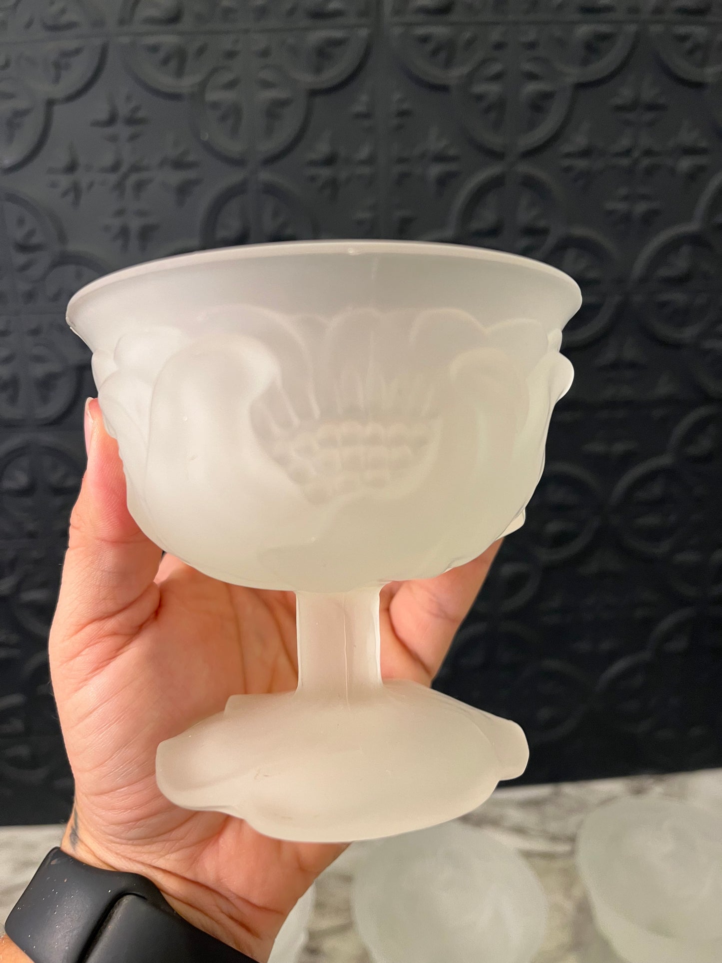 Avon Satin Glass Dessert Cups x6