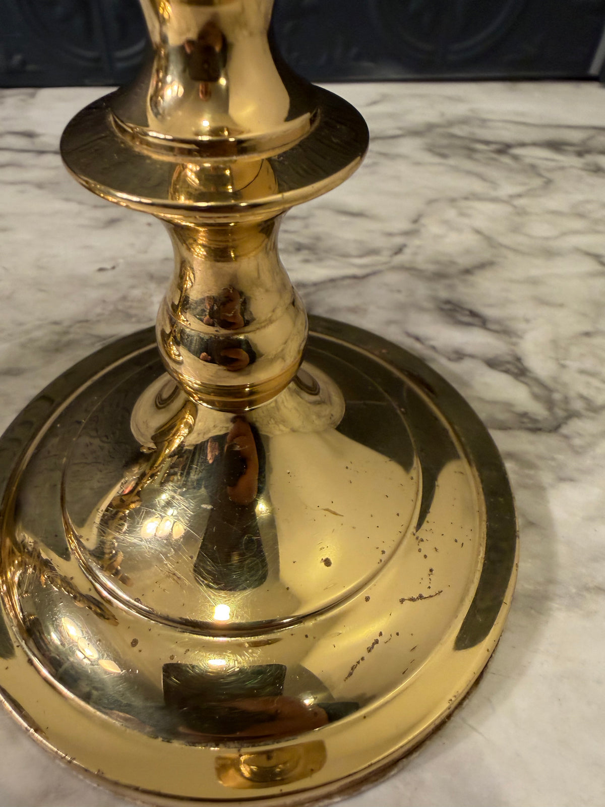9" Heavy Brass Candlestick Pair