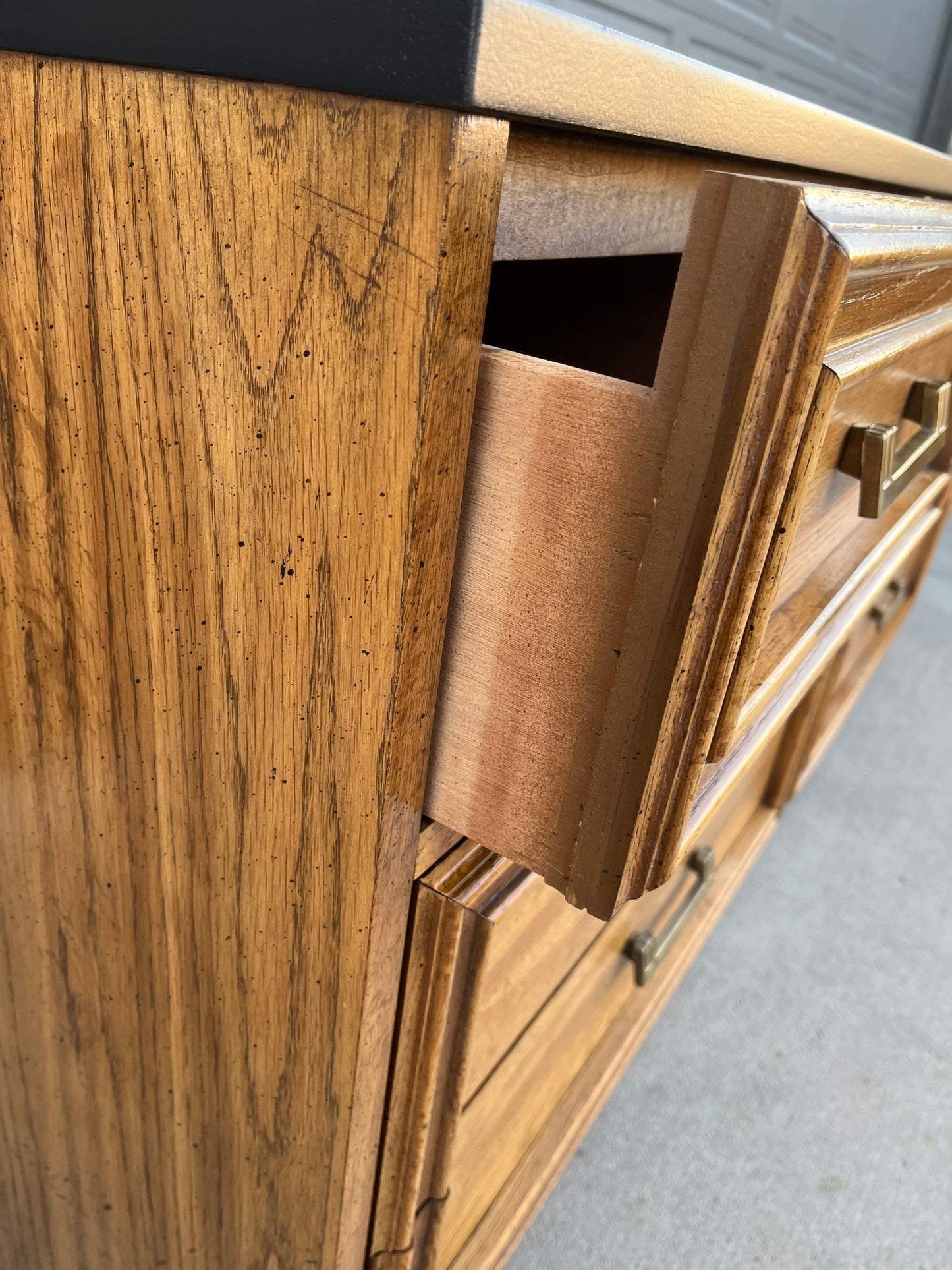 Mid century Style Dresser with Painted Black Top