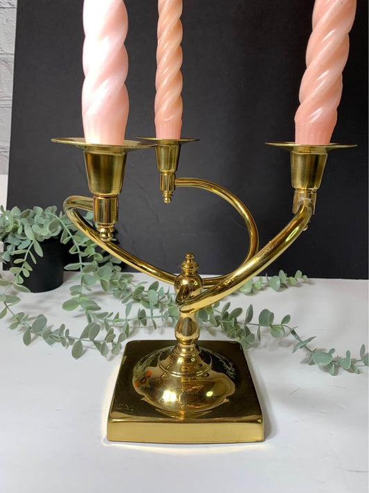 Unique brass twisted candleabra